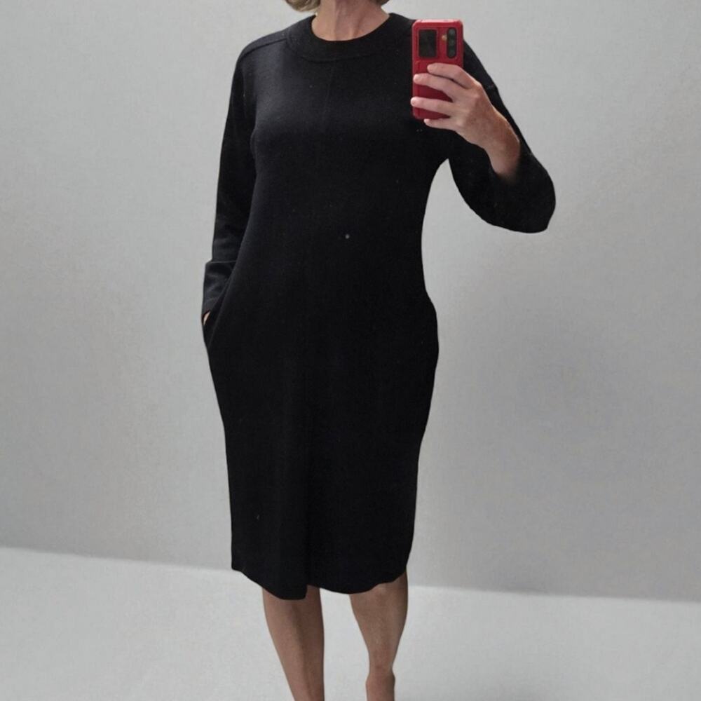 NWT Vintage Brownstone Studio Wool Blend Sweater Dress Black Size 12